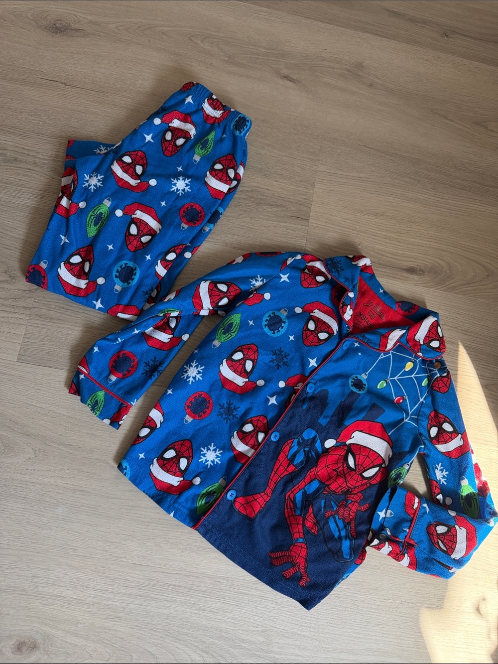 Marvel Spider-Man Blue and Red Holiday Kids Pajama Set